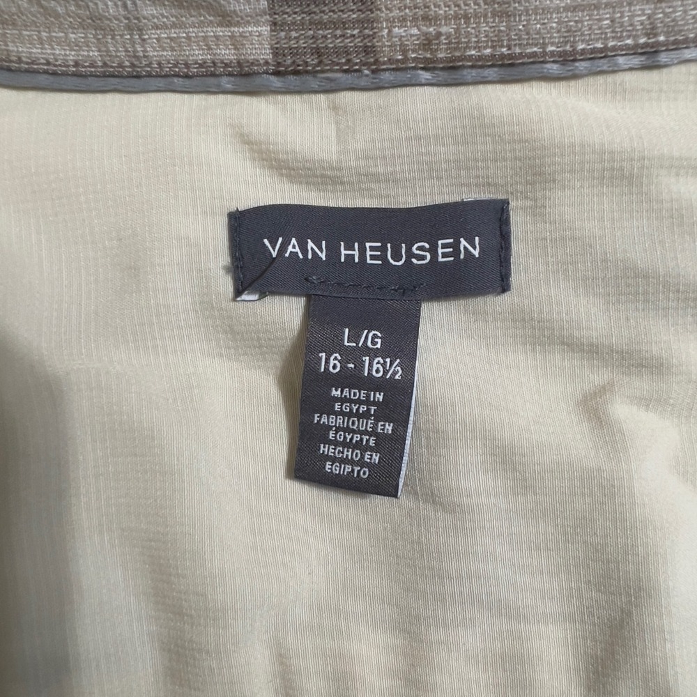 VAN HEUSEN Mens Plaid Short Sleeve Button Up Shirt Size L 16-16.5 - Picture 2 of 5